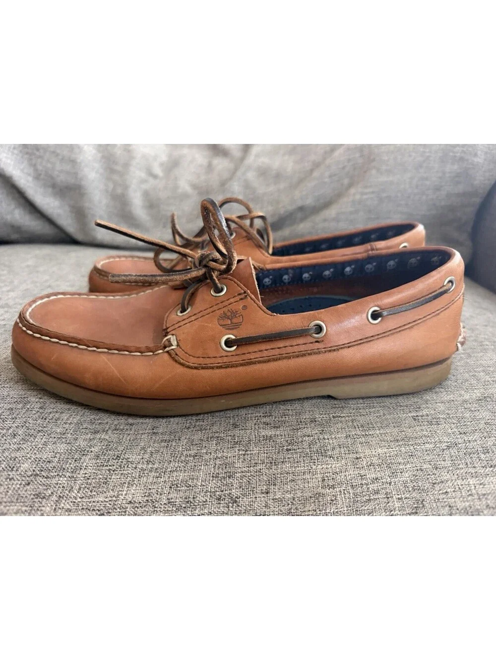 Timberland Boat Shoes Size Mens 11.5 Tan Leather 2 Eye Style 71065